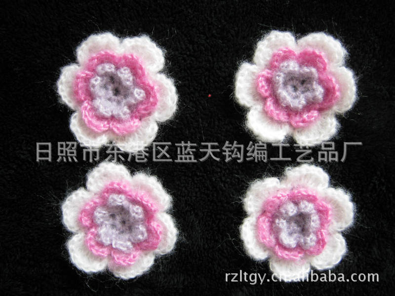 供应手钩花、手钩毛线花、毛线钩针花朵