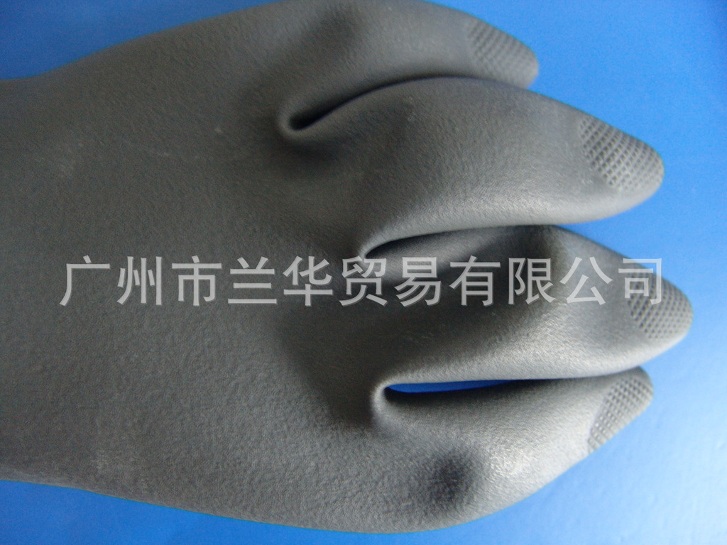 来百利 BK39-18/BK31-18 防化黑色无里衬天然乳胶手套 加厚型