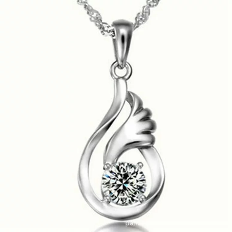Платиновые ангельские крылья, модное ожерелье с аметистом, подвеска, образец серебро 925