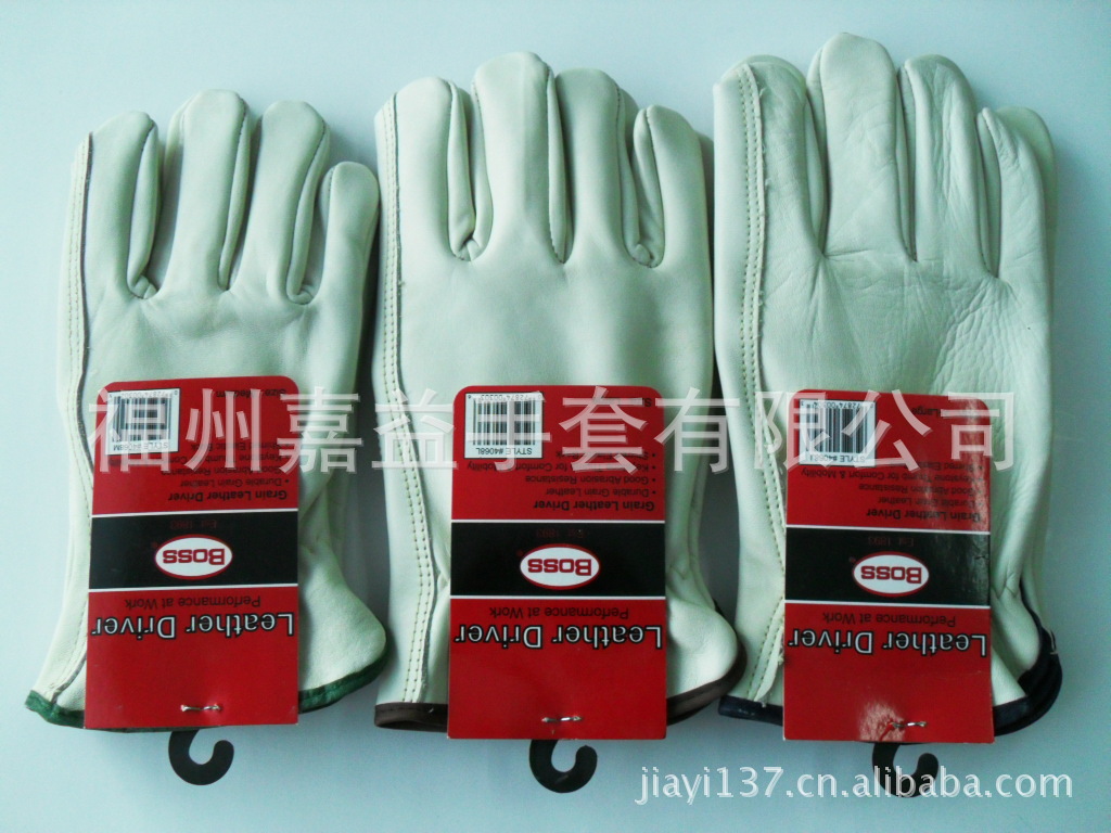 淡黄色牛头层皮司机手套