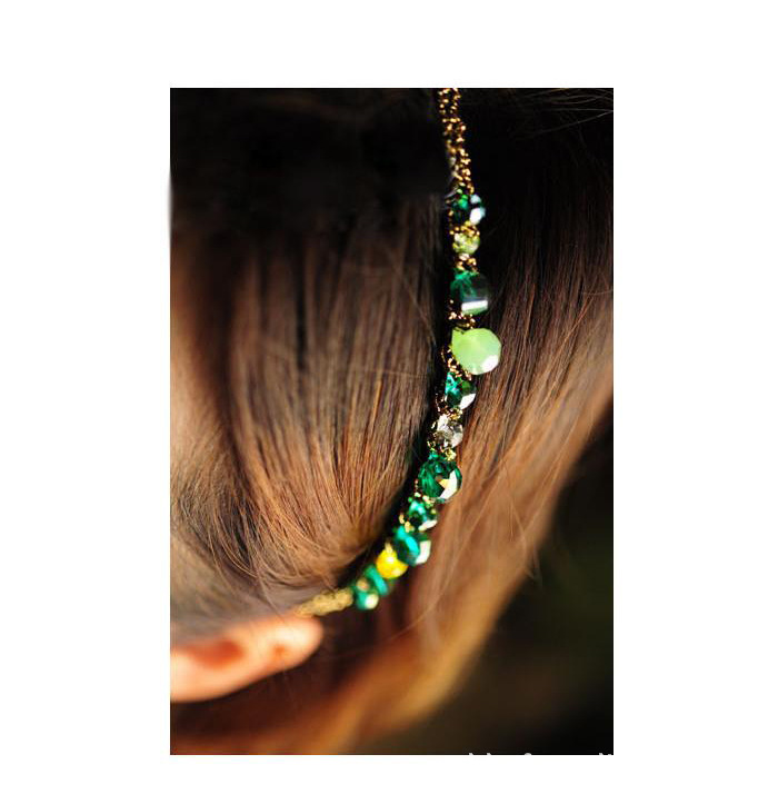 Korean Colorful Flash Irregular Crystal Around The Wide Side Headband  Wholesale display picture 4