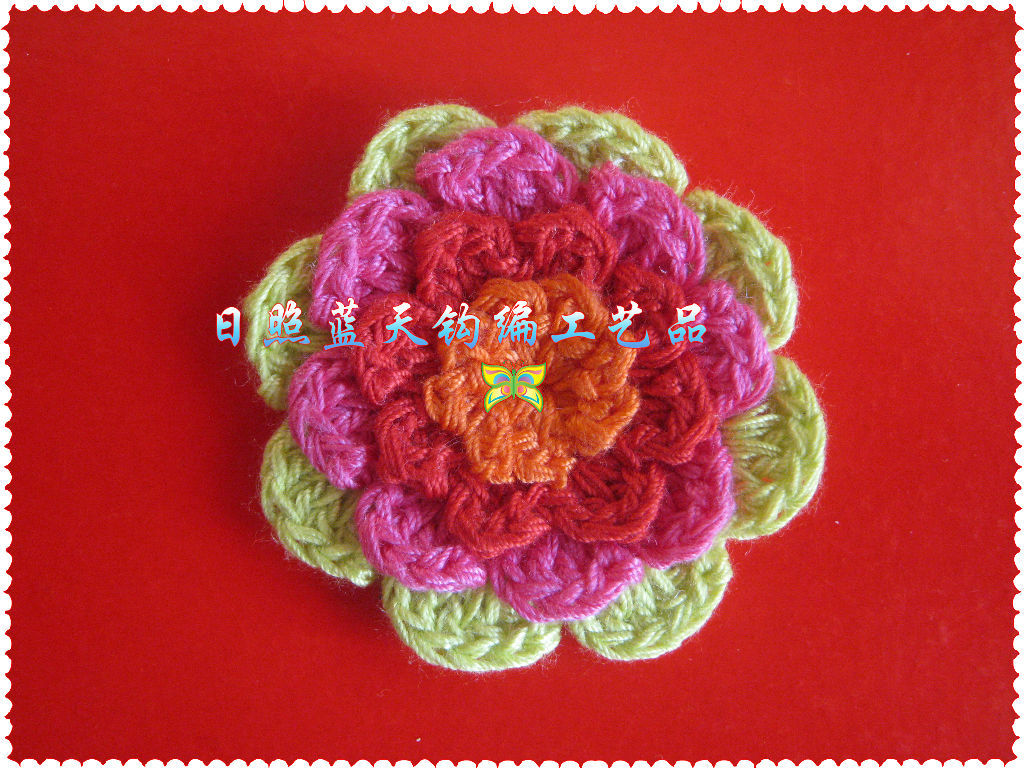 供应手钩花、手工钩花、手钩毛线花朵、钩针钩织毛线花