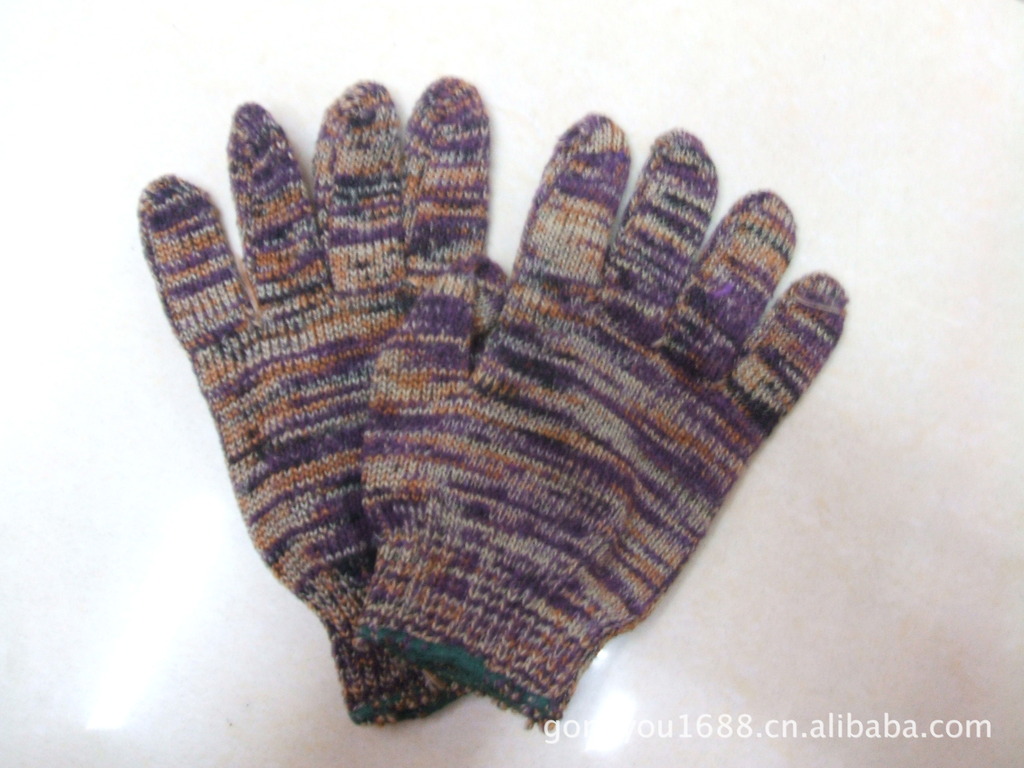 纱线杂色棉劳保手套纱手套劳动手套,棉纱手套棉纱高友毛线双