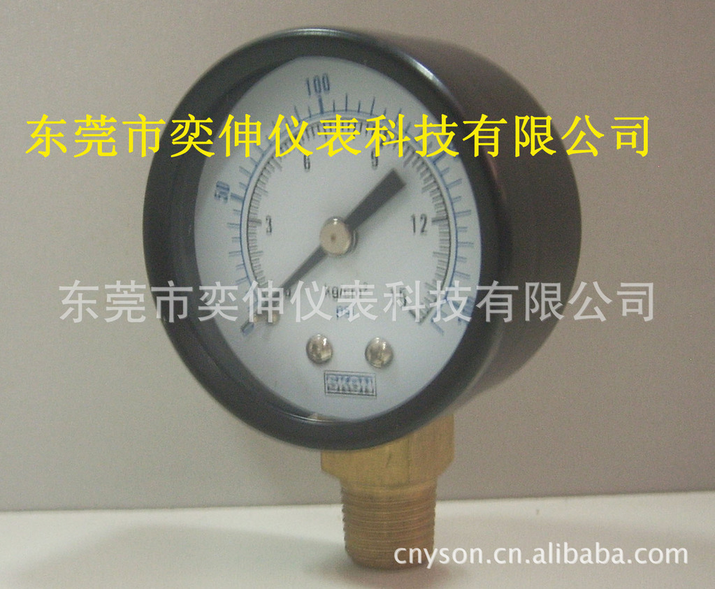 60MM径向气体压力表0-15KG螺纹接口1/4，气动元件压力表，气压表