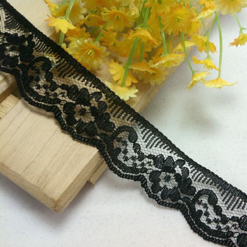 现货高品质2.2CM黑色蕾丝花边辅料 桌布/头饰/服装花边