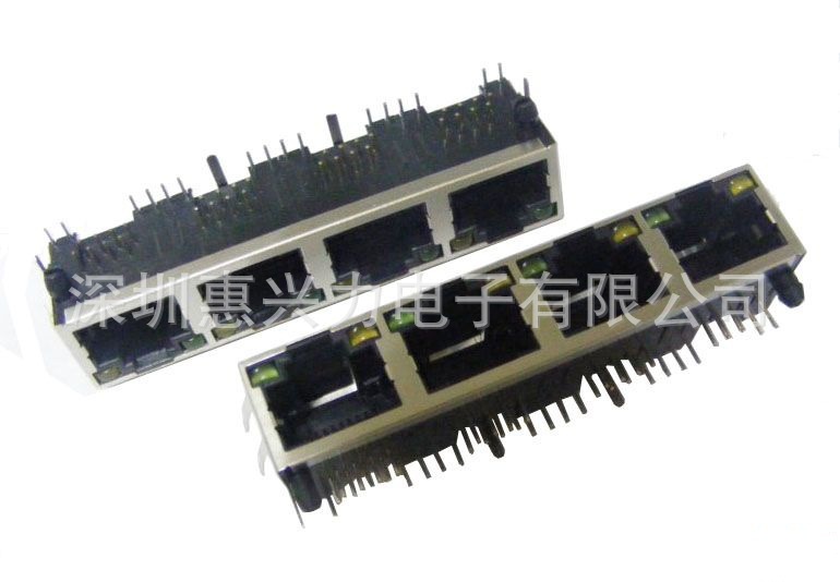 供应RJ45插座1x4带灯，单层，四口，口朝上
