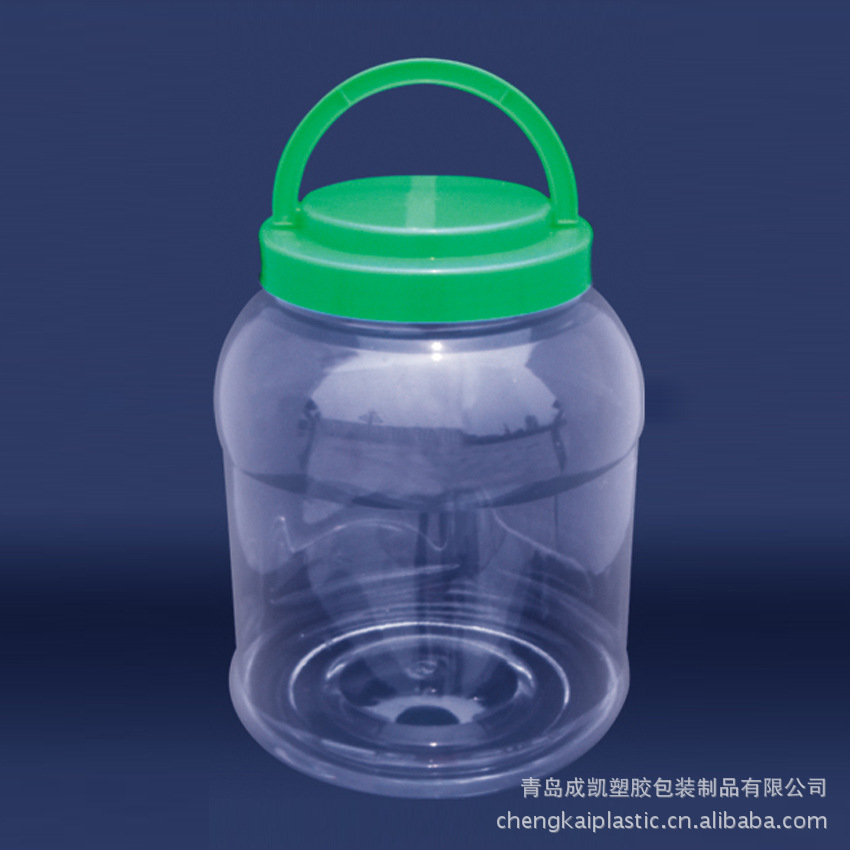 1001青岛厂家直销PET透明1L-3L包装用塑料瓶塑料桶干果桶糖果瓶