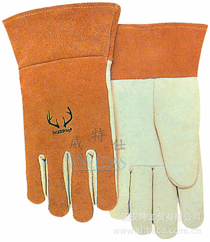 威特仕10-2374驯鹿王白色鹿青皮掌短袖筒款，焊工高温隔热手套