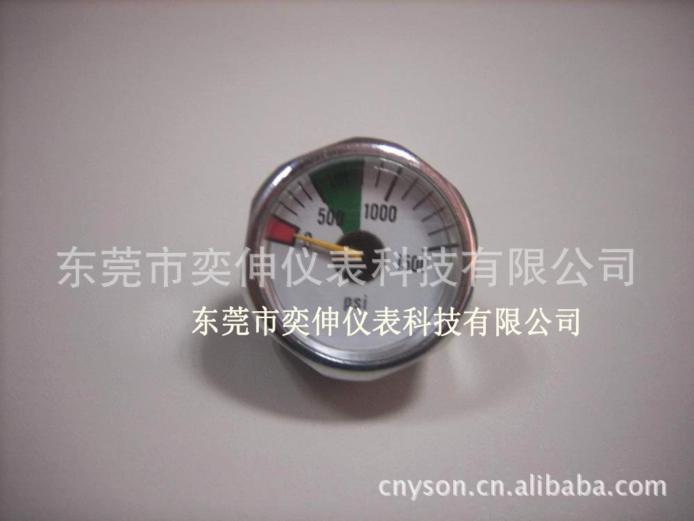 供应0-1500PSI气弹枪压力表1/8PT牙，迷你六角压力表，气瓶压力表