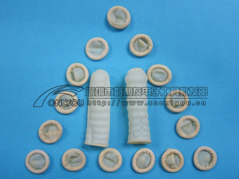 Завод прямой анти-статическое перчатки палец бежевый пыли-свободный анти-статическое точка латекс перчатки палец