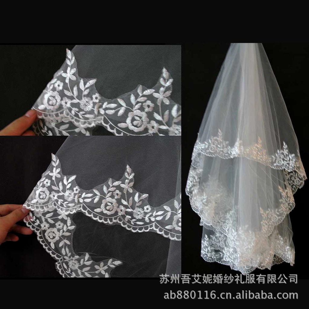 bride Wedding dress Headdress Three meters white computer Embroidery Lace Jacobs Really making plans T053 Priced supply Veil