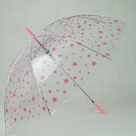 小星星透明伞 长柄伞 儿童伞 公主伞 遮阳伞 波点点韩版雨伞