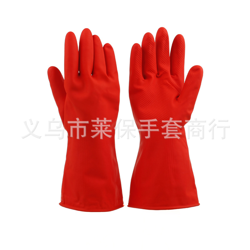 短款加绒大号乳胶手套劳保耐磨 棉绒里乳胶保暖家务清洁工作手套