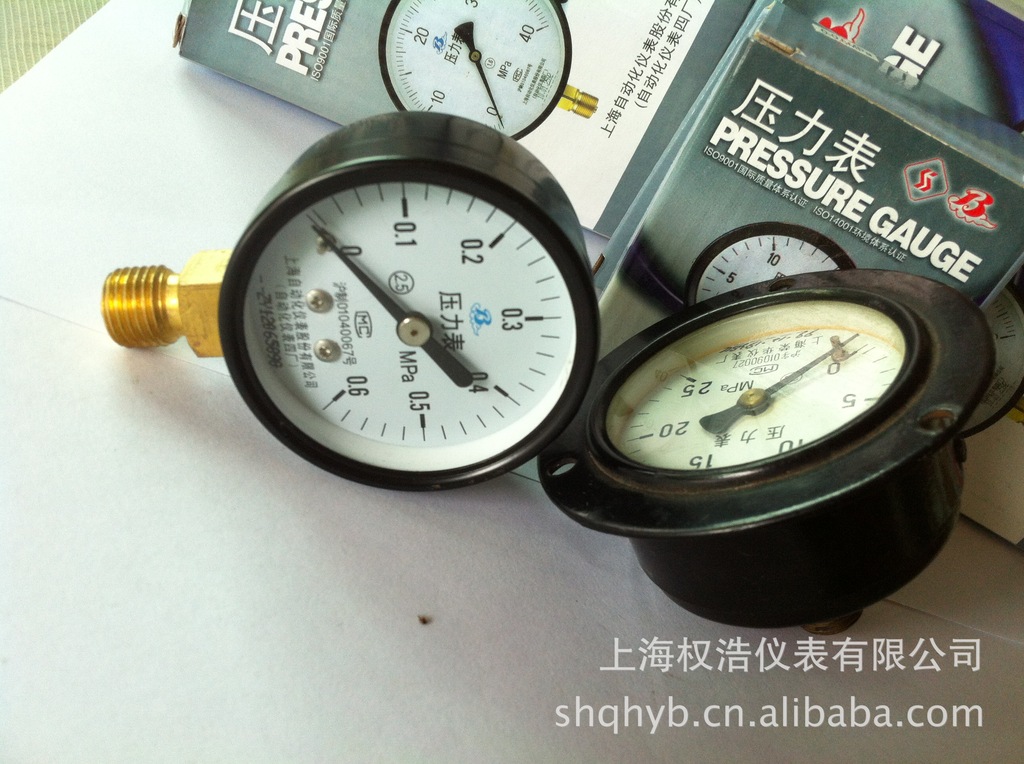 上海自动化仪表四厂 轴向压力表Y-60ZT  m14*1.5 全量程
