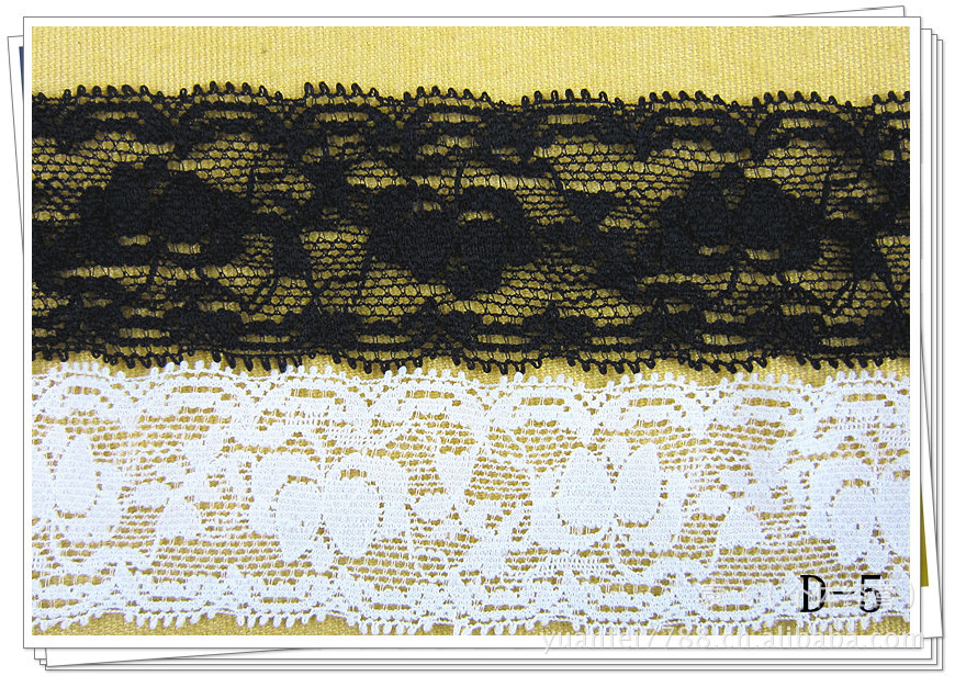 D-5双边对称氨纶锦纶机织花朵双边弹力蕾丝花边DIY服装辅料3.5CM