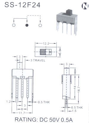 供应开关拨动开关 SS-12F24单极双位波动开关