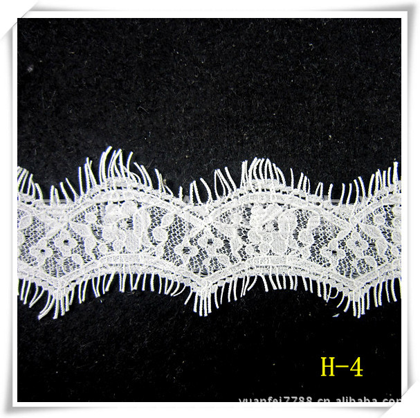 H-4染色双边波浪形花朵睫毛蕾丝花边DIY服装辅料4厘米现货