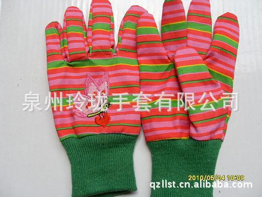 现货销售LC12蝴蝶图案加厚防滑普通劳保手套