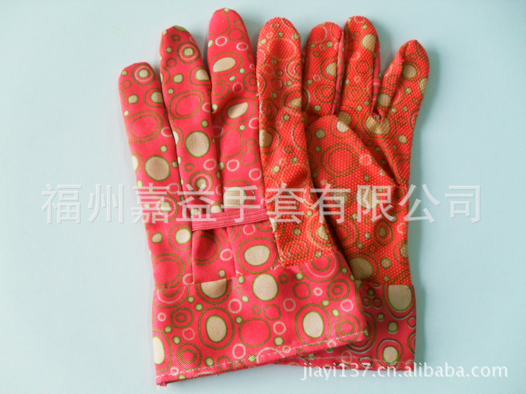 卡其布点细珠花园手套