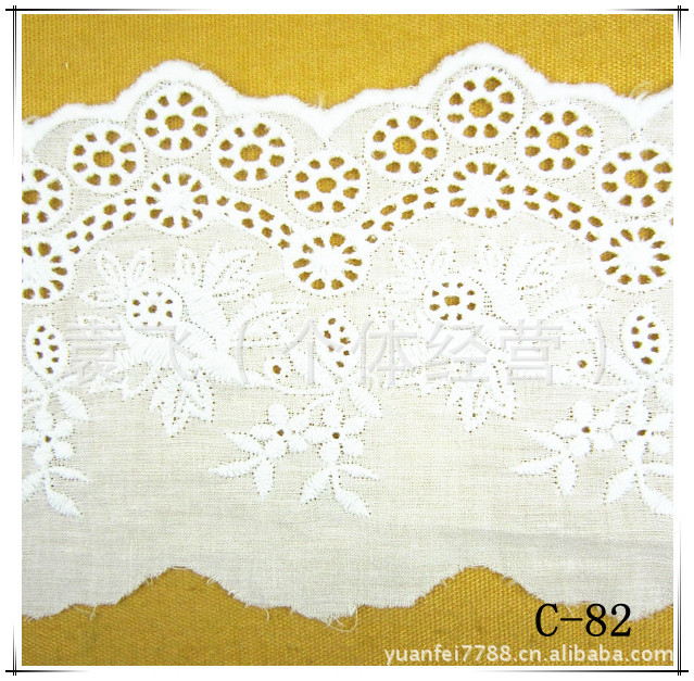 C-82 厂家直销时尚新款高密度纯棉刺绣棉布花边DIY服装辅料9cm
