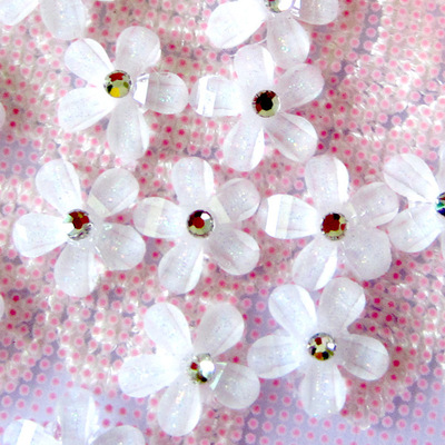 树脂配件9mm带钻五瓣花 手工DIY发饰饰品配件 手机美容贴钻材料|ru