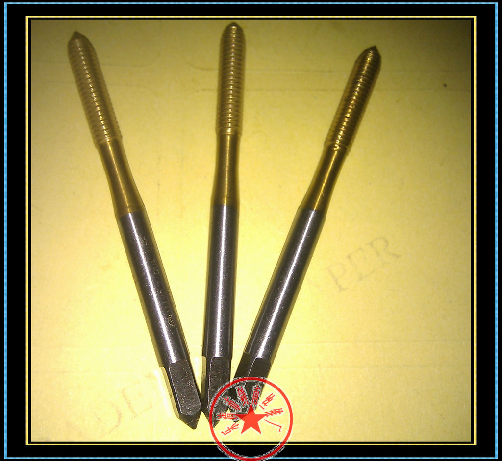 供应全磨制粗柄细牙镀钛先端螺尖机用丝锥丝攻M3
