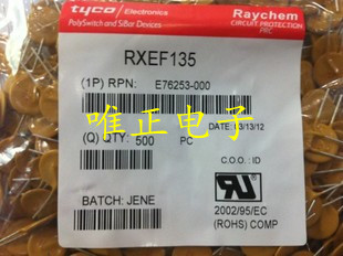 RXEF135   Tyco/Raychem自恢复保险丝，72V 1.35A，正品现货