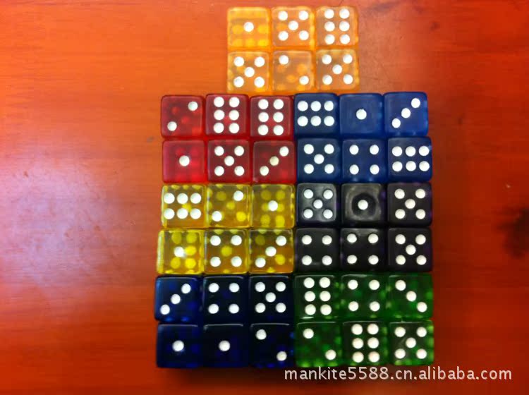 16mm transparent colour Acrylic dice right angle Transparent color 16# Exit plastic cement parts
