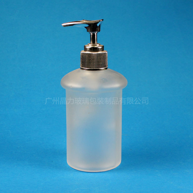供应蒙砂卫浴皂液瓶 沐浴露瓶 洗手液玻璃瓶 卫浴玻璃套件配压泵