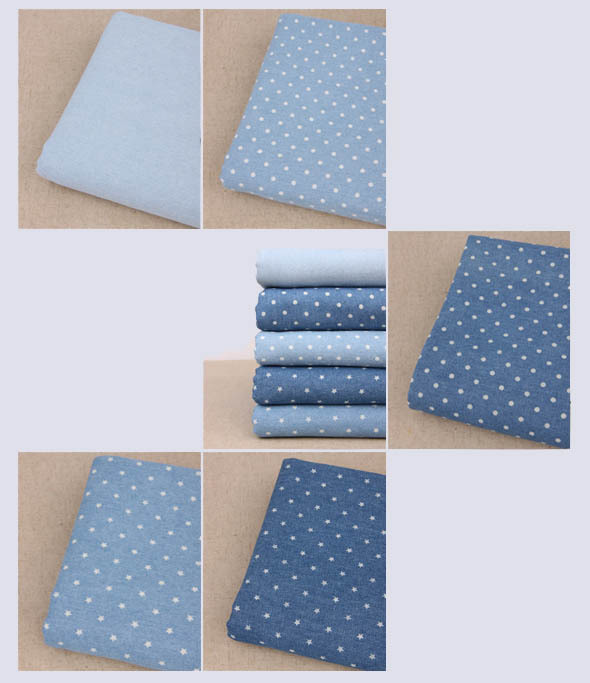 ファッションの薄いデニムの生地のスカートのプリントの星の丸い点の薄い色の水洗いの綿のデニムの卸売り