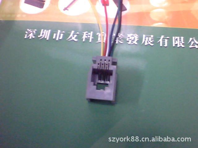RJ12电话插座，623P带线电话通讯接插件rj12插座