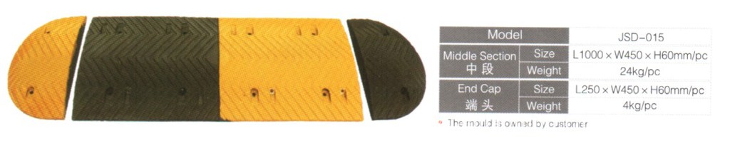 橡胶减速带 减速垄 搓板式减速板 50*45cm 直纹橡胶减速板