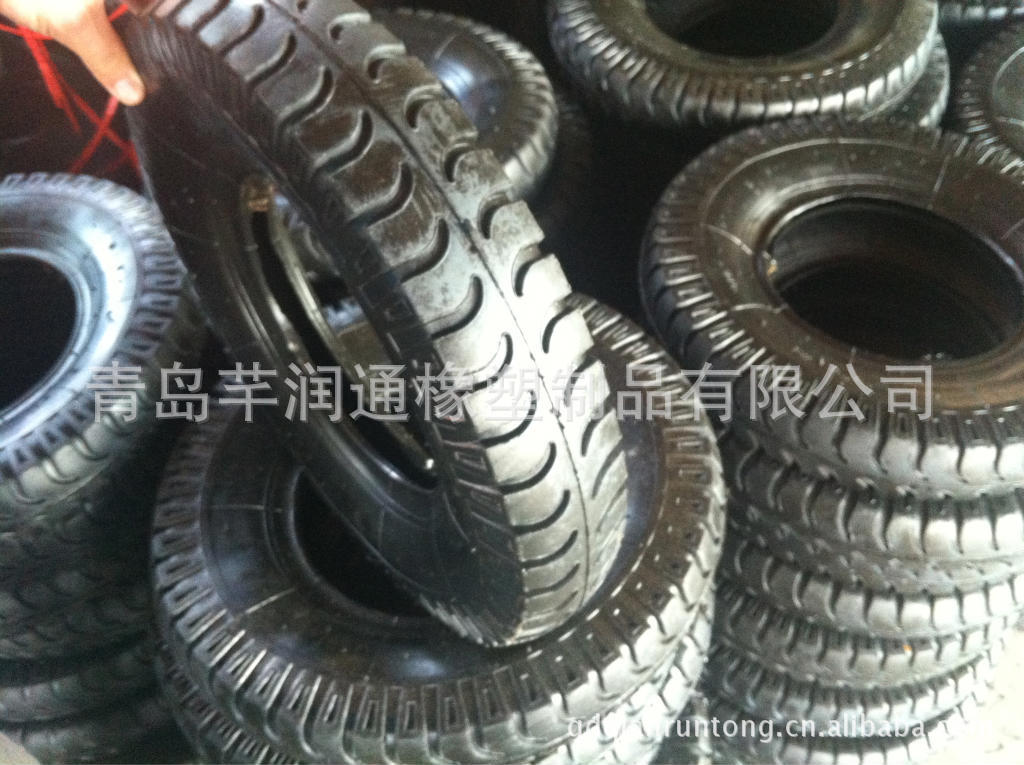 厂家直销供用特质高品质 4.00-8 羊角花纹充气轮 老虎车专用