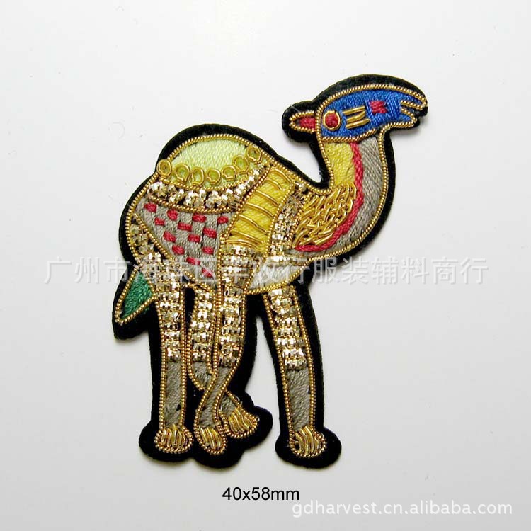 小骆驼印度丝手工绣花章 男装贴布章