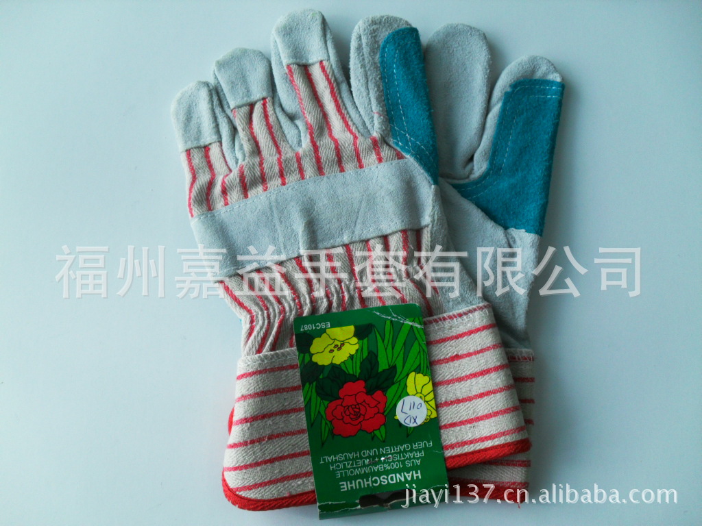 牛二层皮加托条布胶袖手套