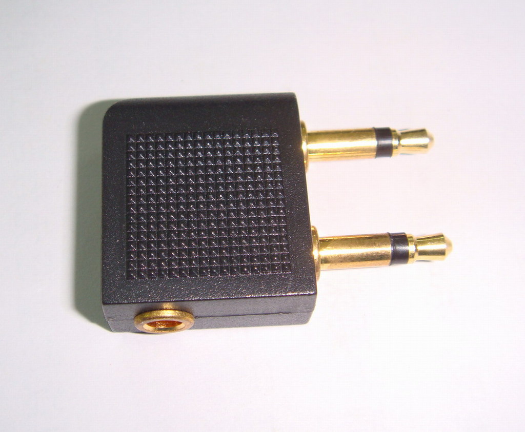 镀真金 航空插头 飞机插头 双3.5公头转3.5母音频转接头