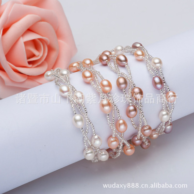 [Spread the supply]freshwater Pearl Bracelet Korean Edition fashion Twist weave Bracelet lady Twist Pearl Jewelry