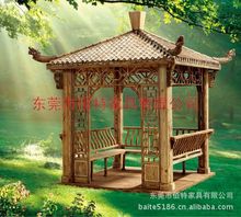 供应户外实木木质园林景观别墅庭院四角龙凤阁