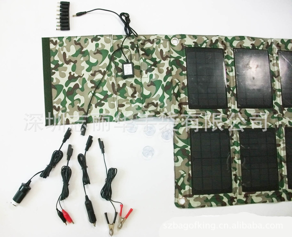 户外49W 折叠太阳能笔记本充电包 汽车用便携多功能充电板工厂