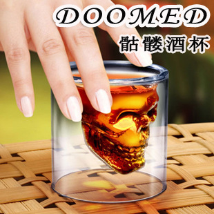 Manufactor Sell Wine Glass Bar Cup DOOMED Double Skull Cup Colorless transparent double-deck originality