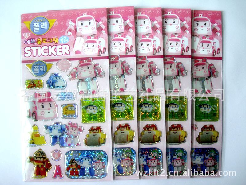 供应水晶滴胶贴纸 卡通救护车系列滴胶贴纸