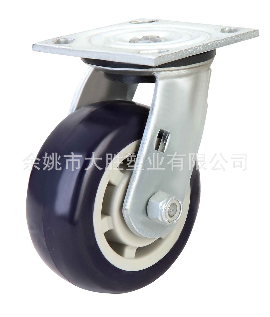 大胜出口欧美5x2寸重型PU静音万向轮推车工业脚轮高承载CS858-5