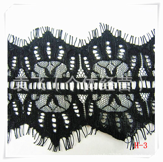 H-3染色对称双边睫毛蕾丝花边DIY服装辅料9.5厘米绣花加工