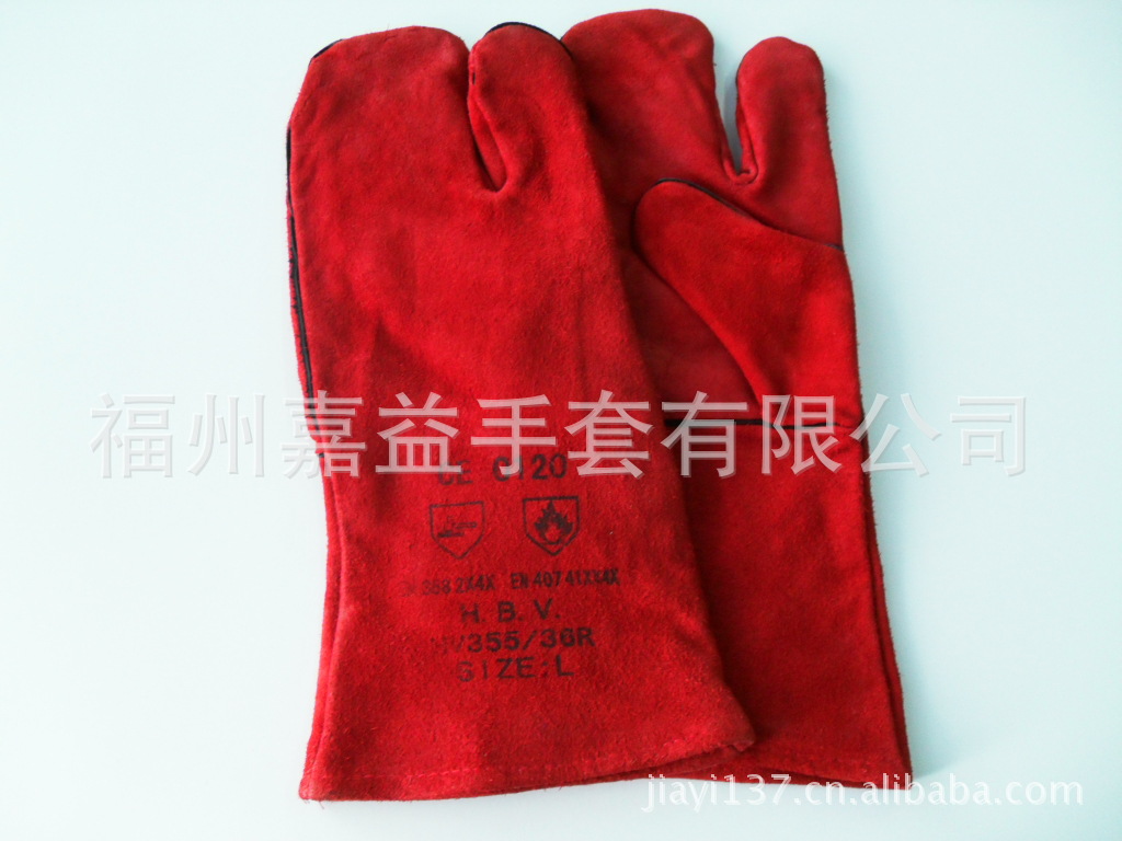 红牛二层皮二指全里电焊手套