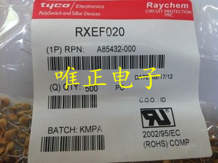 RXEF020   Tyco/Raychem自恢复保险丝，72V 0.2A，正品现货
