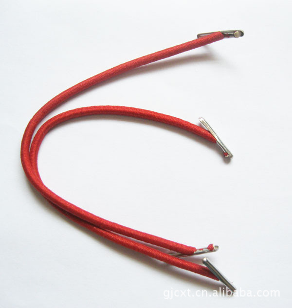 供应风琴包绳扣 铁头倒挂绳、渔钩头 弹力绳 工艺品包装绳