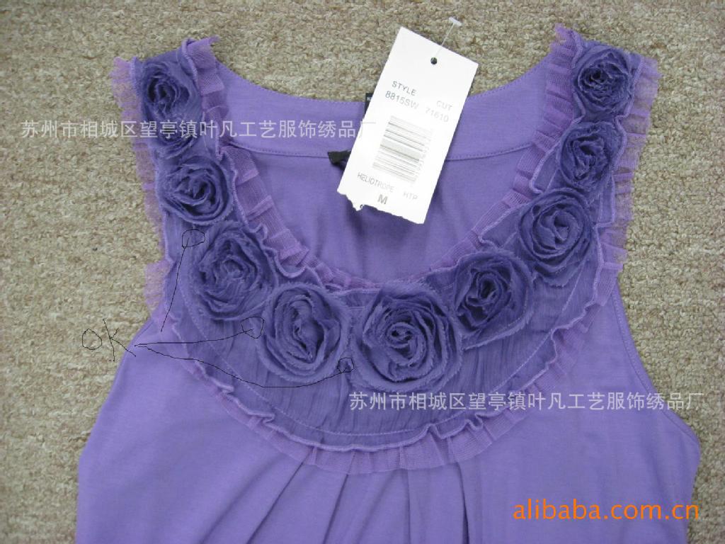 供应推荐紫色欧式简约型机绣水溶领花胸花