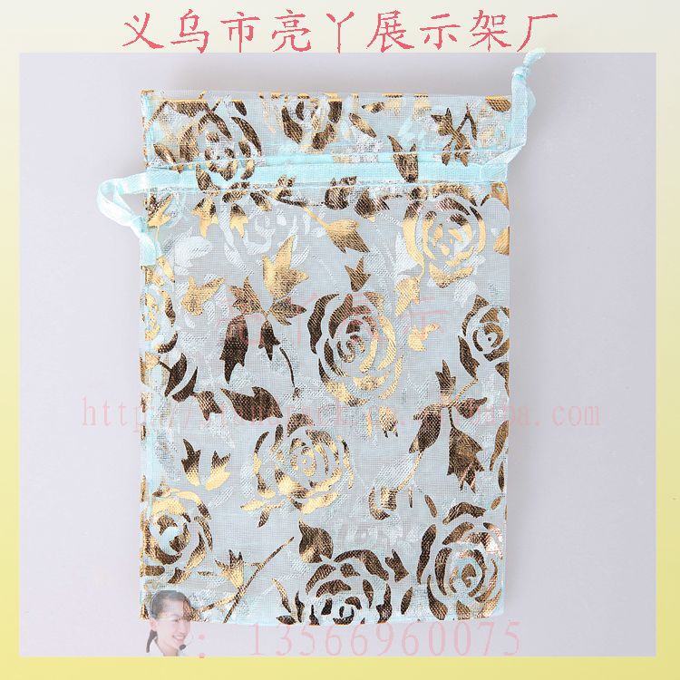 【厂家批发雪纱袋】9*12CM烫印玫瑰花雪纱糖果喜糖包装袋