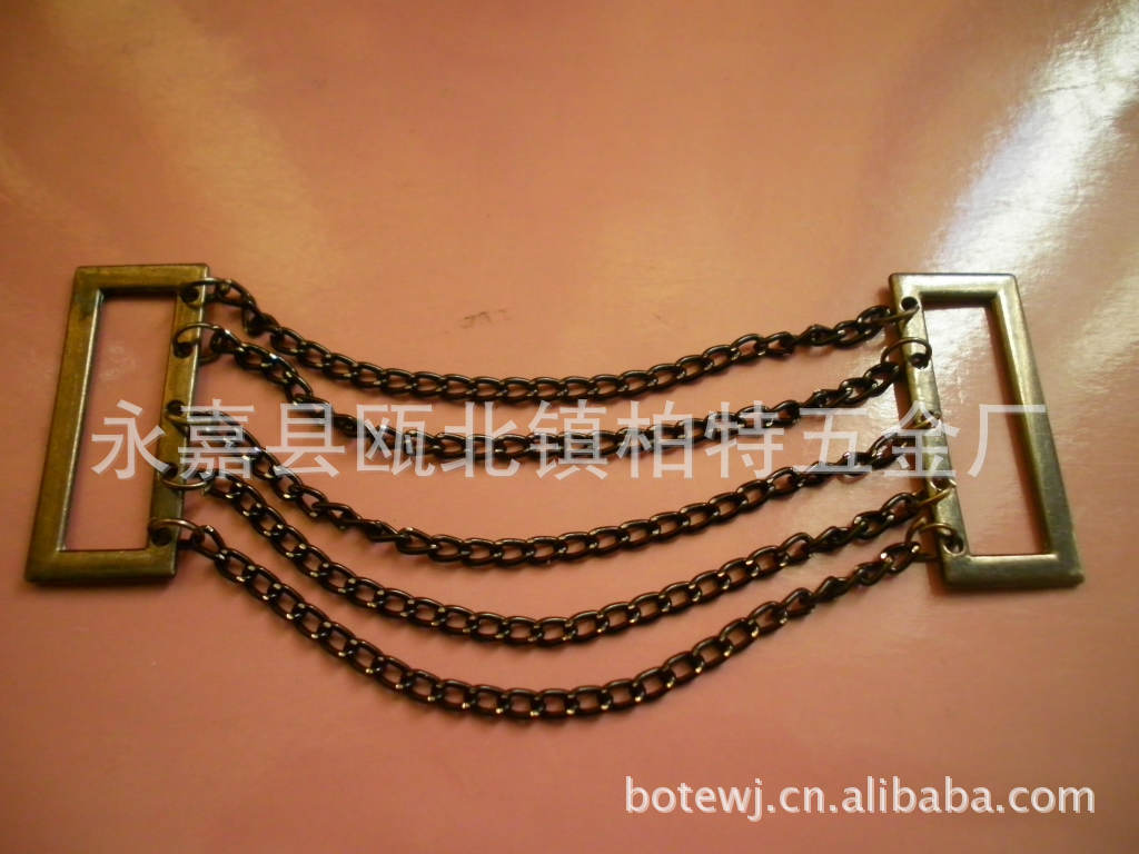 【金属箱包链条】方形配件挂钩服装链金色可定制批发服饰背包链条