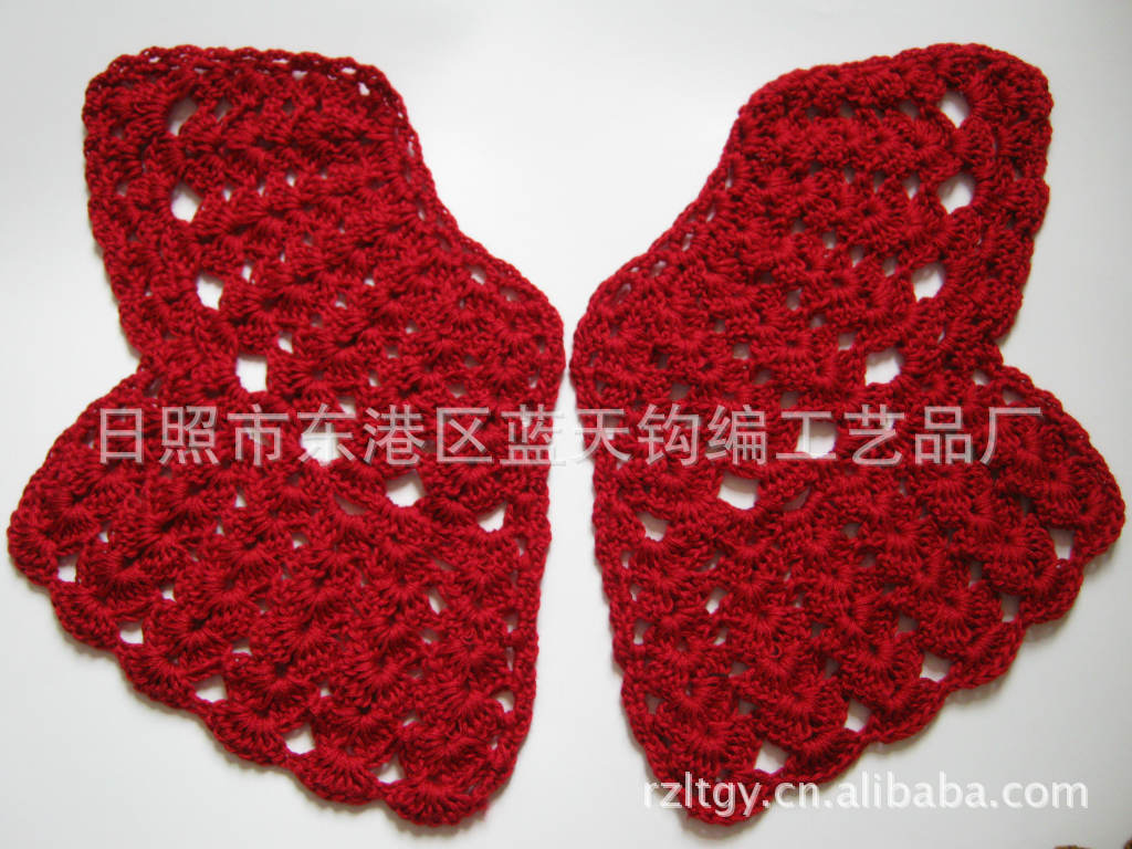 供应手钩毛线花边，手工钩针钩织毛线衣领花边